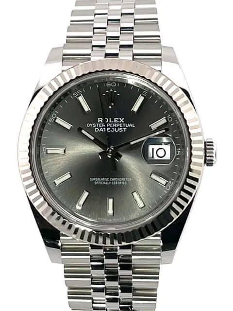 Rolex Datejust 41 Edelstahl Weißgold 126334 Rhodium Jubile-Band