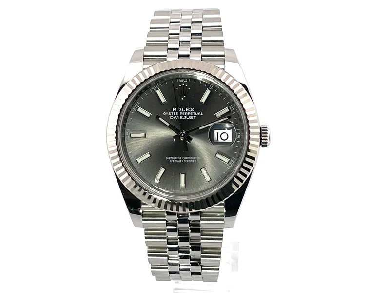 Rolex Datejust 41 Edelstahl Weißgold 126334 Rhodium Jubile-Band