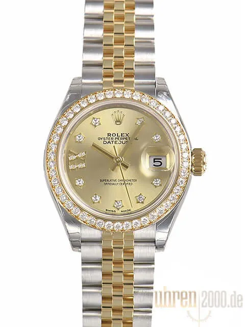 Rolex Datejust 28 Stahl Gold 279383RBR Champagner R Diamant Jubile-Band