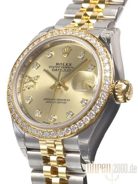 Rolex Datejust 28 Stahl Gold 279383RBR Champagner R Diamant Jubile-Band