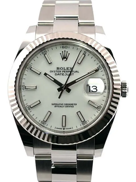 Rolex Datejust 41 Edelstahl Weißgold 126334 Weiß