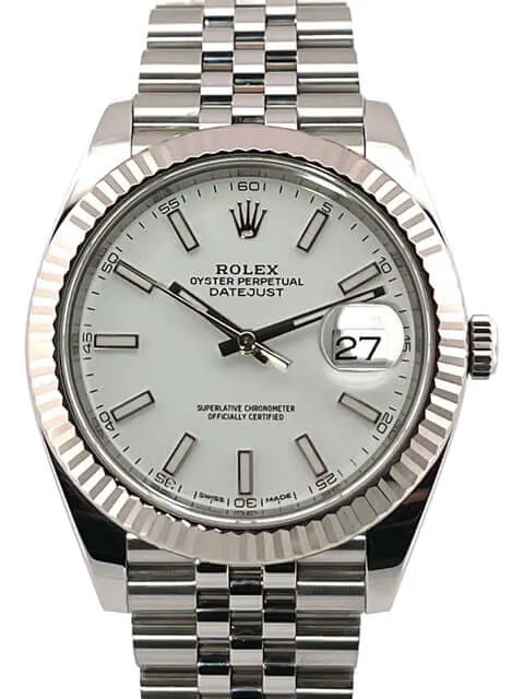 Rolex Datejust 41 Edelstahl Weißgold 126334 Weiß Jubile-Band