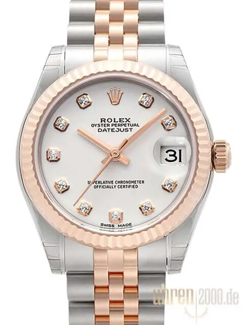 Rolex Datejust 31 Edelstahl Roségold 178271 Weiß DIA Jubile-Band