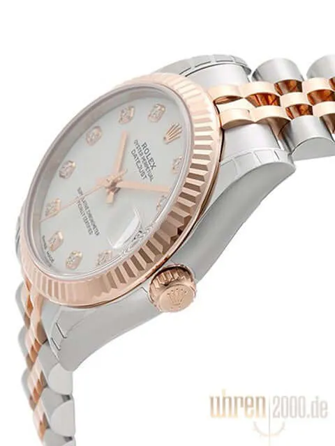 Rolex Datejust 31 Edelstahl Roségold 178271 Weiß DIA Jubile-Band