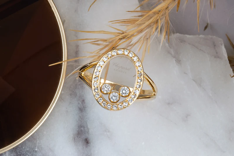 Chopard Happy Diamond Ring 18k (0.750) gold 31 diamonds with box RRP: 5800,- €[KL25999]