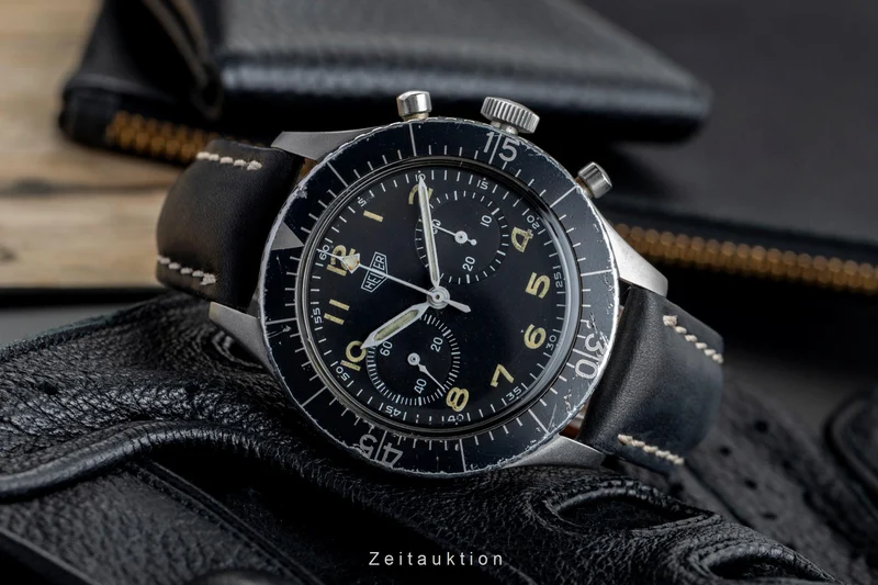 Heuer Bundeswehr chronograph steel manual winding men's watch 1550 SG Vintage [2503963]