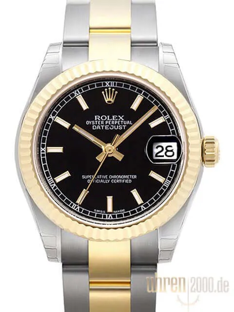 Rolex Datejust 28 Stahl Gold 279173 Schwarz