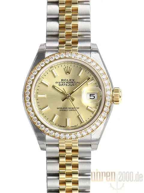 Rolex Datejust 28 Stahl Gold 279383RBR Champagner Jubile-Band
