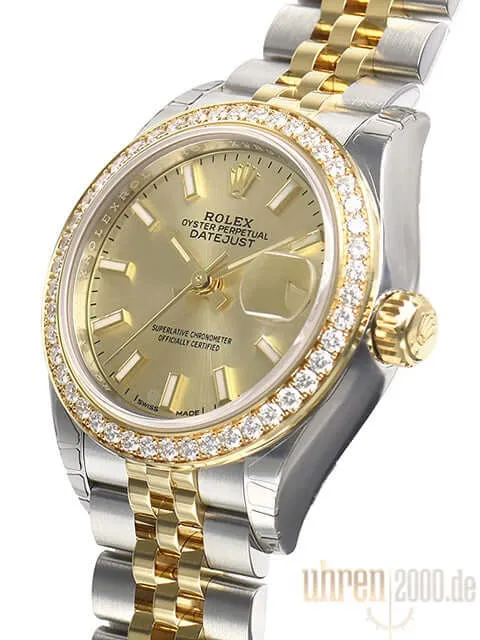 Rolex Datejust 28 Stahl Gold 279383RBR Champagner Jubile-Band