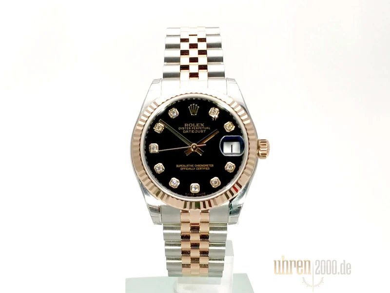 Rolex Datejust 31 Edelstahl Roségold 178271 Schwarz DIA Jubile-Band