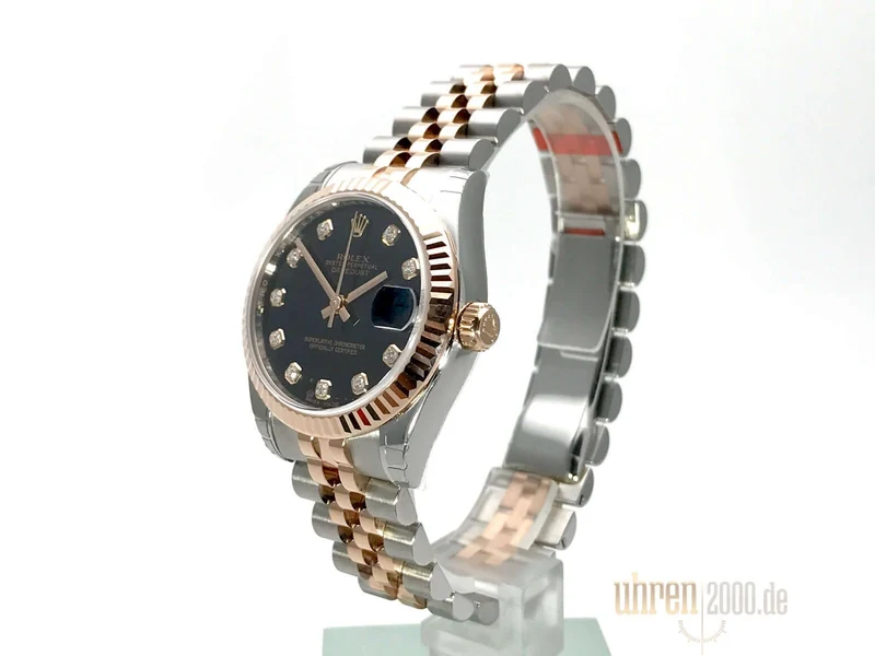 Rolex Datejust 31 Edelstahl Roségold 178271 Schwarz DIA Jubile-Band