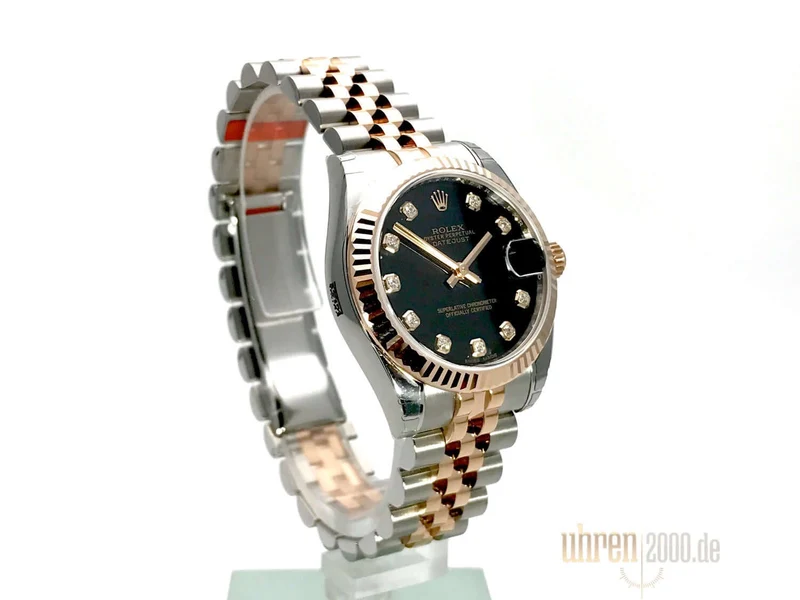 Rolex Datejust 31 Edelstahl Roségold 178271 Schwarz DIA Jubile-Band