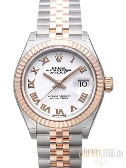 Rolex Datejust 28 Stahl Everose‑Gold 279171 Weiß R Jubile-Band