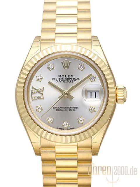 Rolex Lady-Datejust 28 18 kt Gelbgold 279178 Silber DIA