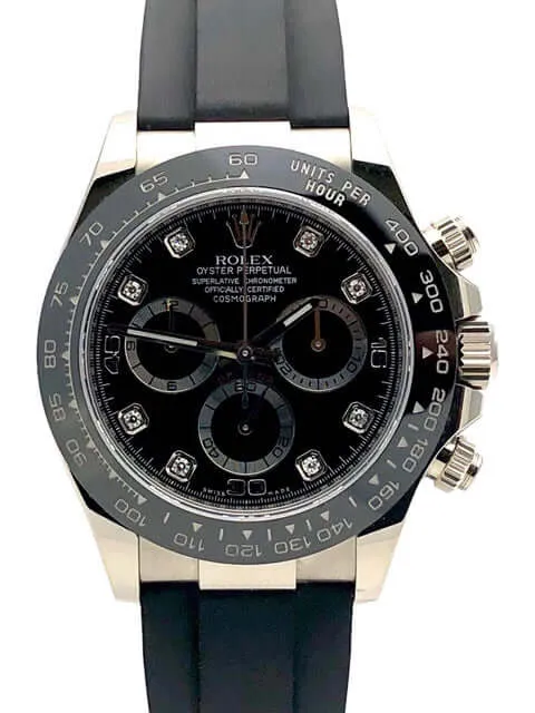 Rolex Daytona 116519LN Weißgold Oysterflex Schwarz Diamant