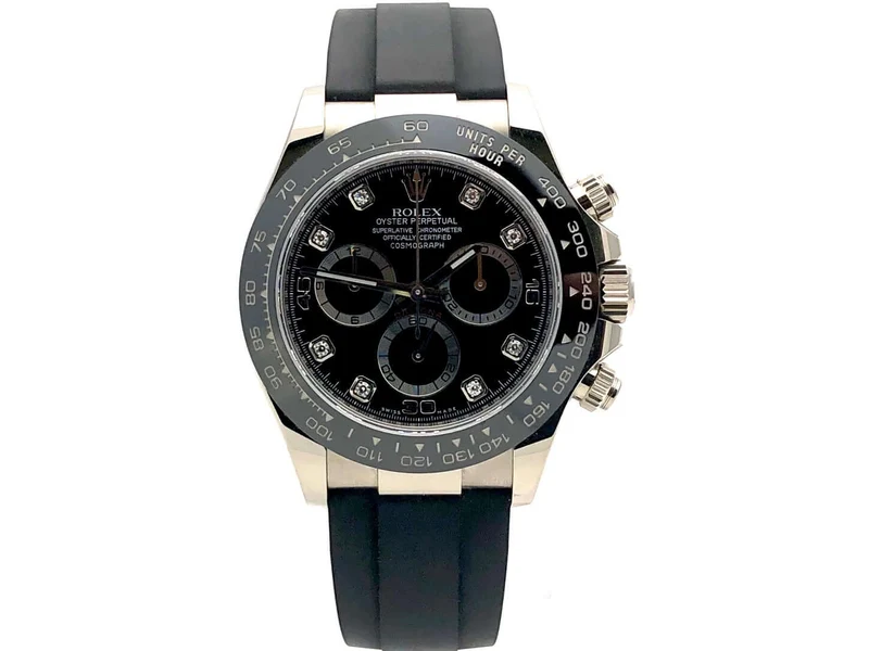 Rolex Daytona 116519LN Weißgold Oysterflex Schwarz Diamant