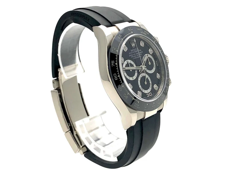 Rolex Daytona 116519LN Weißgold Oysterflex Schwarz Diamant