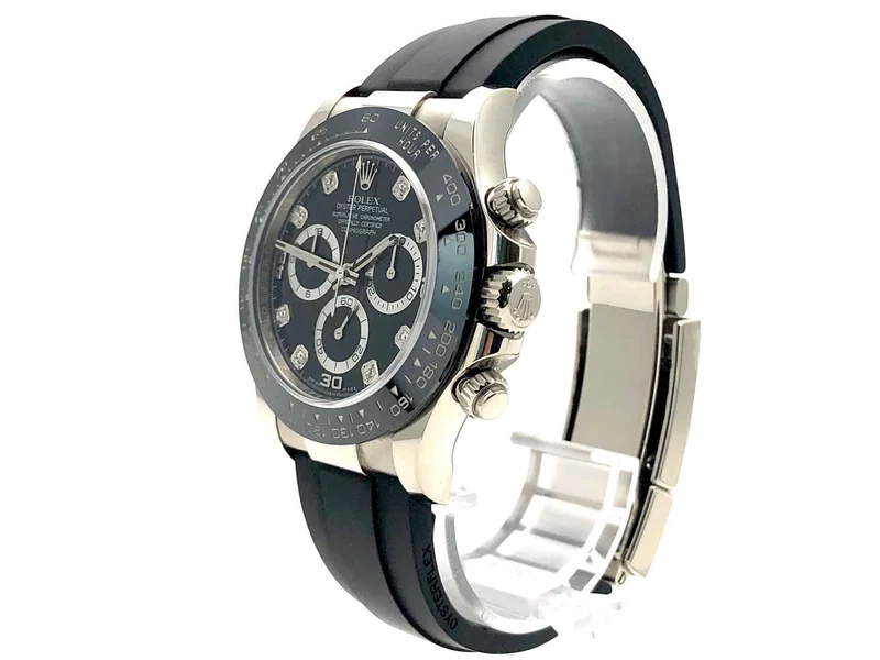 Rolex Daytona 116519LN Weißgold Oysterflex Schwarz Diamant