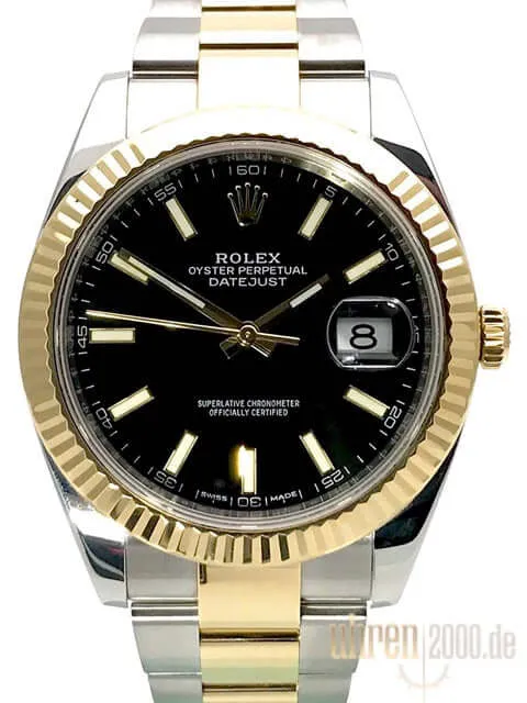 Rolex Datejust 41 Edelstahl Gelbgold 126333 Schwarz aus 2017