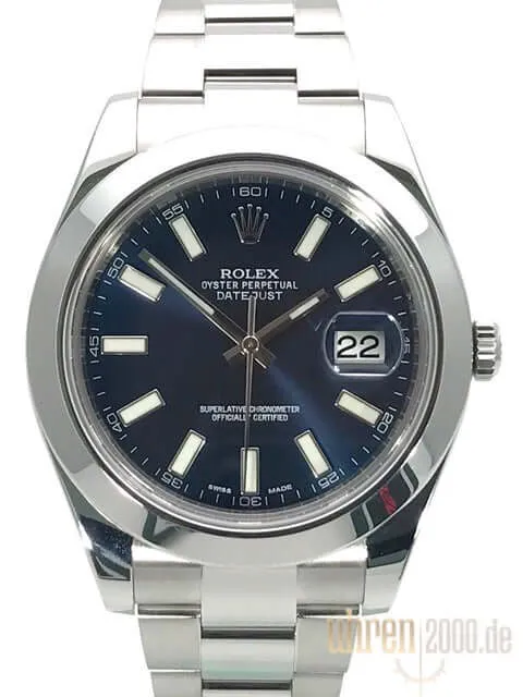 Rolex Datejust II 41 Stahl 116300 Blau Index aus 2015