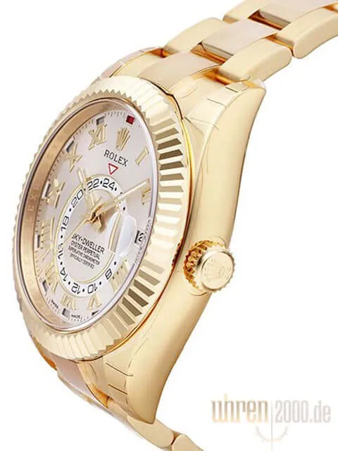 Rolex Sky-Dweller 326938 Gelbgold Silber Römisch