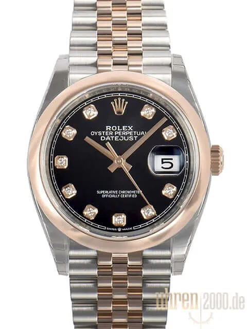 Rolex Datejust 36 126201 Schwarz Diamant Jubile-Band
