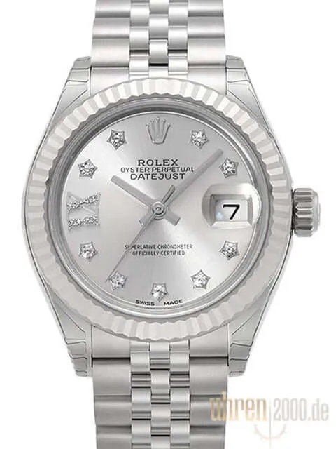 Rolex Datejust 28 279174 Silber Diamant Römisch Jubile-Band