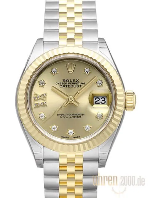 Rolex Datejust 28 Edelstahl Gold 279173 Champagner Römisch DIA Jubile-Band