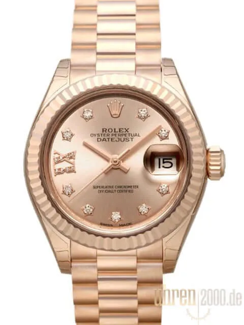 Rolex Lady-Datejust 28 Everose-Gold 279175 Pink Dia