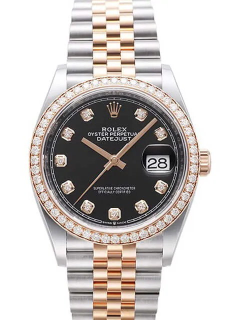 Rolex Datejust 36 126281RBR Schwarz Diamant Jubile-Band
