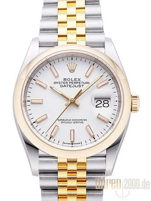 Rolex Datejust 36 126203 Weiß Index Jubile-Band