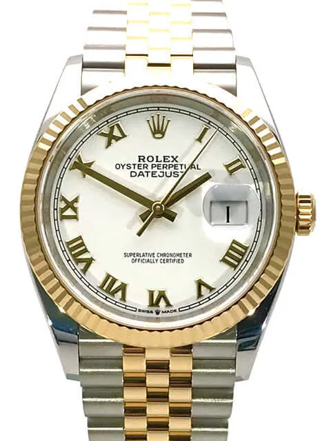 Rolex Datejust 36 126233 Weiß Römisch Jubile-Band