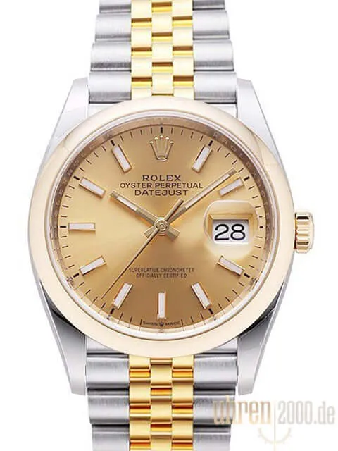 Rolex Datejust 36 126203 Champagner Index Jubile-Band