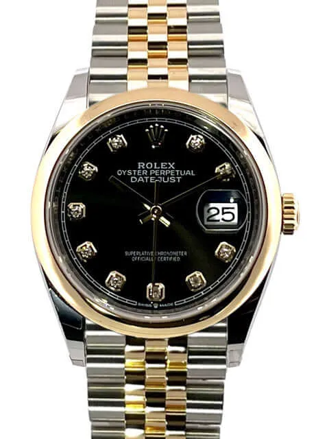 Rolex Datejust 36 126203 Diamant Schwarz Jubile-Band