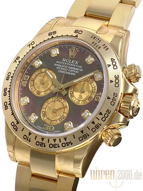 Rolex Cosmograph Daytona 116508 Gelbgold Dunkles Perlmutt Diamant