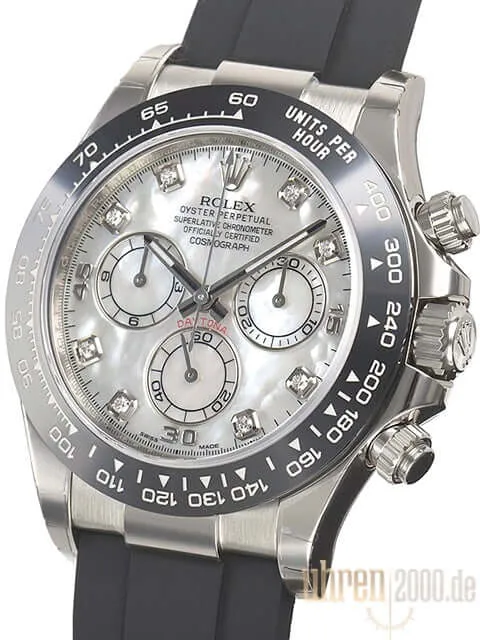 Rolex Daytona 116519LN Weißgold Oysterflex Perlmutt Diamant