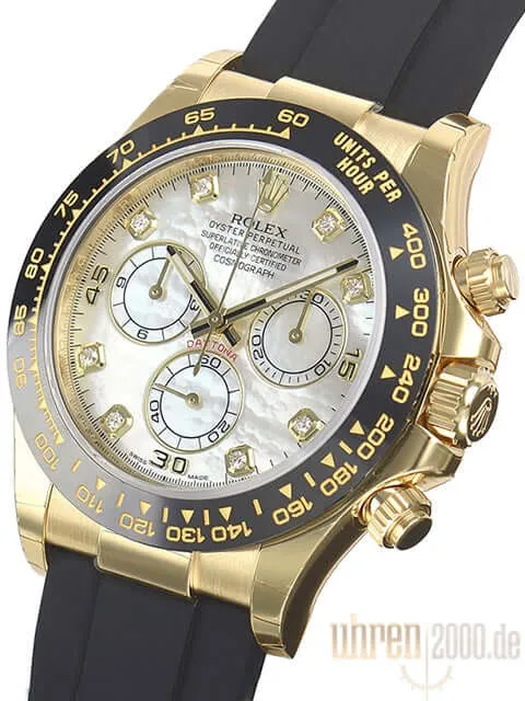 Rolex Daytona 116518LN Gelbgold Oysterflex Perlmutt Diamant