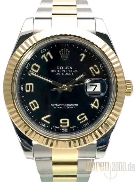 Rolex Datejust II 41 116333 Stahl Gold Schwarz Arabisch aus 2015