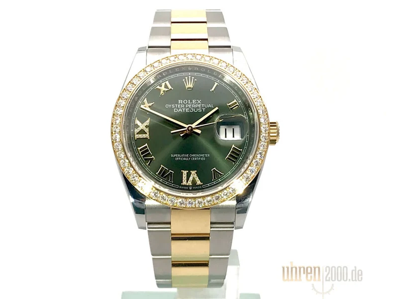 Rolex Datejust 36 126283RBR Diamantlünette Oliv Römisch Diamant