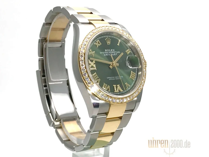 Rolex Datejust 36 126283RBR Diamantlünette Oliv Römisch Diamant