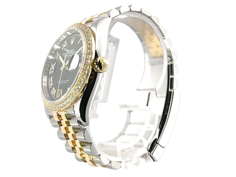 Rolex Datejust 36 126283RBR Diamantlünette Jubile-Band Oliv Römisch Diamant