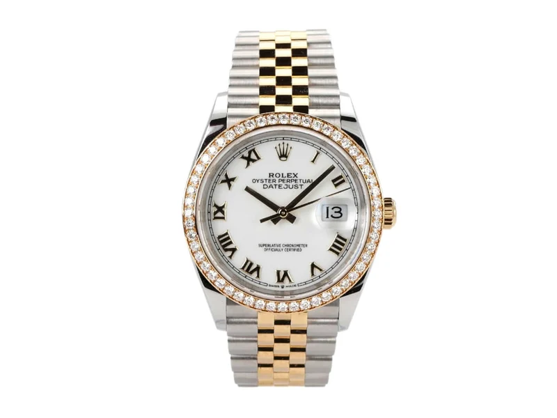 Rolex Datejust 36 126283RBR Diamantlünette Weiß Römisch Jubile-Band