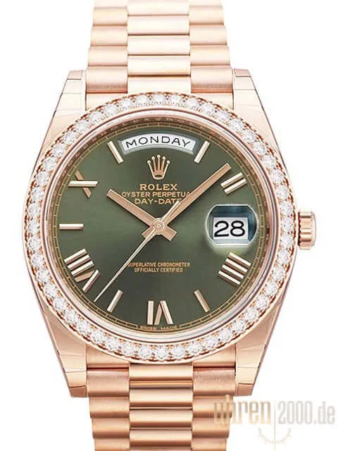 Rolex Day-Date 40 Everose-Gold 228345RBR Olive Römisch