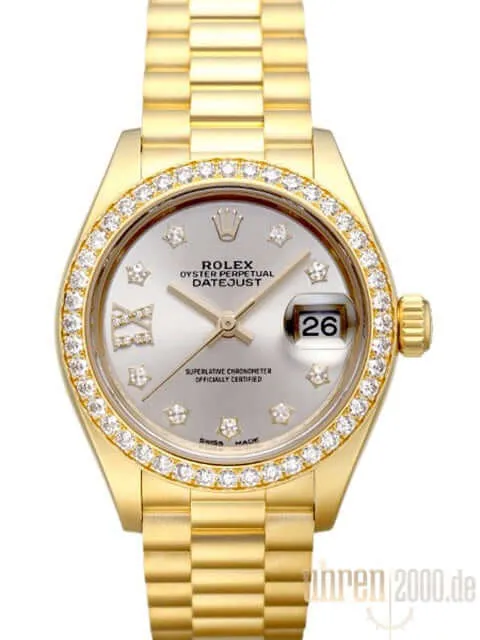 Rolex Lady-Datejust 28 Gelbgold 279138 RBR Silber R DIA