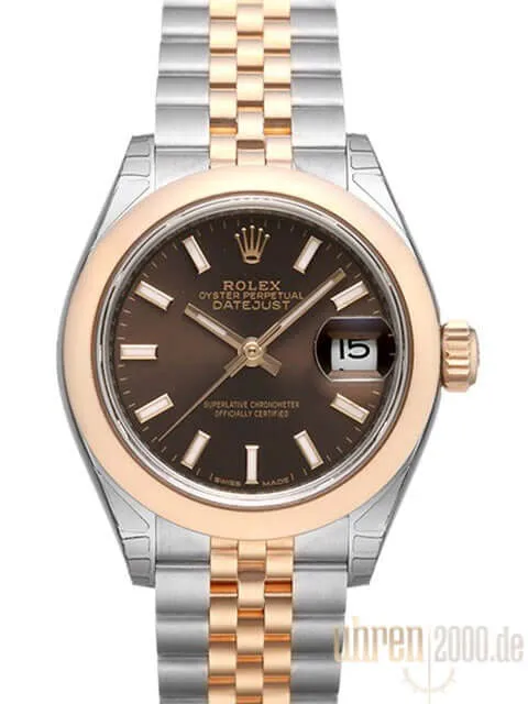 Rolex Datejust 28 Stahl Everose‑Gold 279161 Choco Jubile-Band