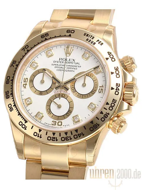 Rolex Cosmograph Daytona 18 kt Gelbgold 116508 Weiß DIA