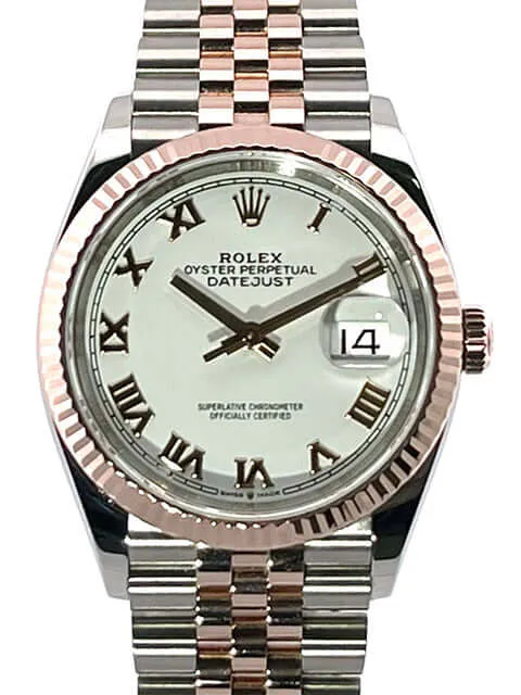 Rolex Datejust 36 126231 Weiß Römisch Jubile-Band
