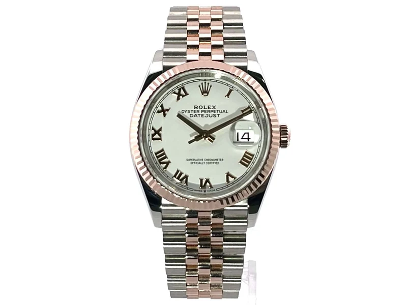 Rolex Datejust 36 126231 Weiß Römisch Jubile-Band