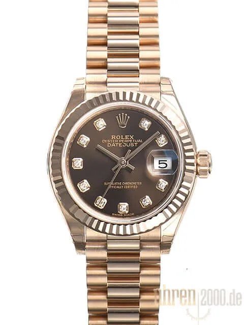 Rolex Lady-Datejust 28 Everose-Gold 279175 Choco Diamant