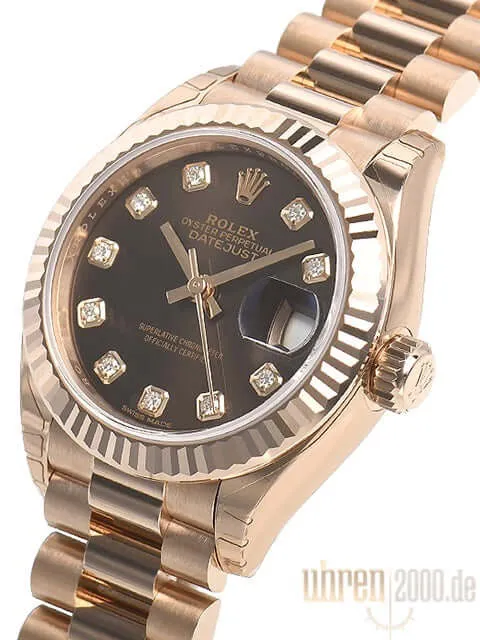 Rolex Lady-Datejust 28 Everose-Gold 279175 Choco Diamant